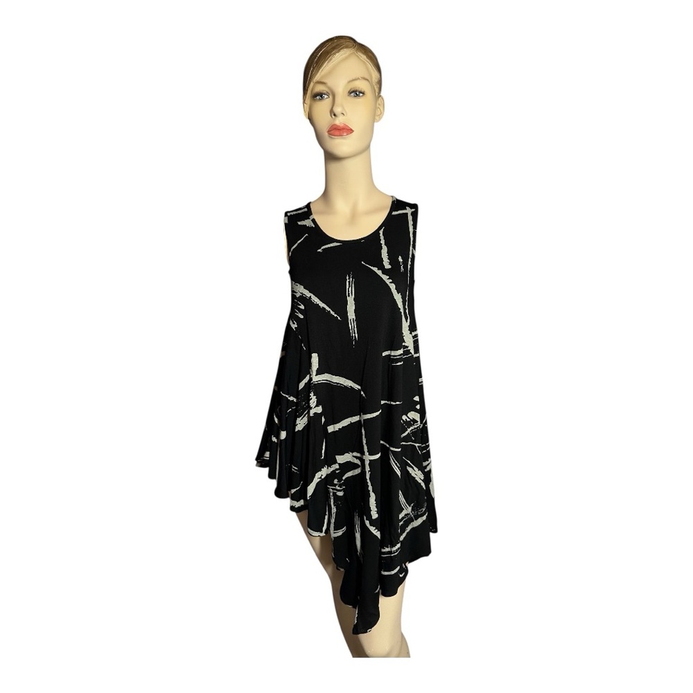 Kozan Black and Gray Women's Asymmetrical Tunic Top, XS‎ (253)